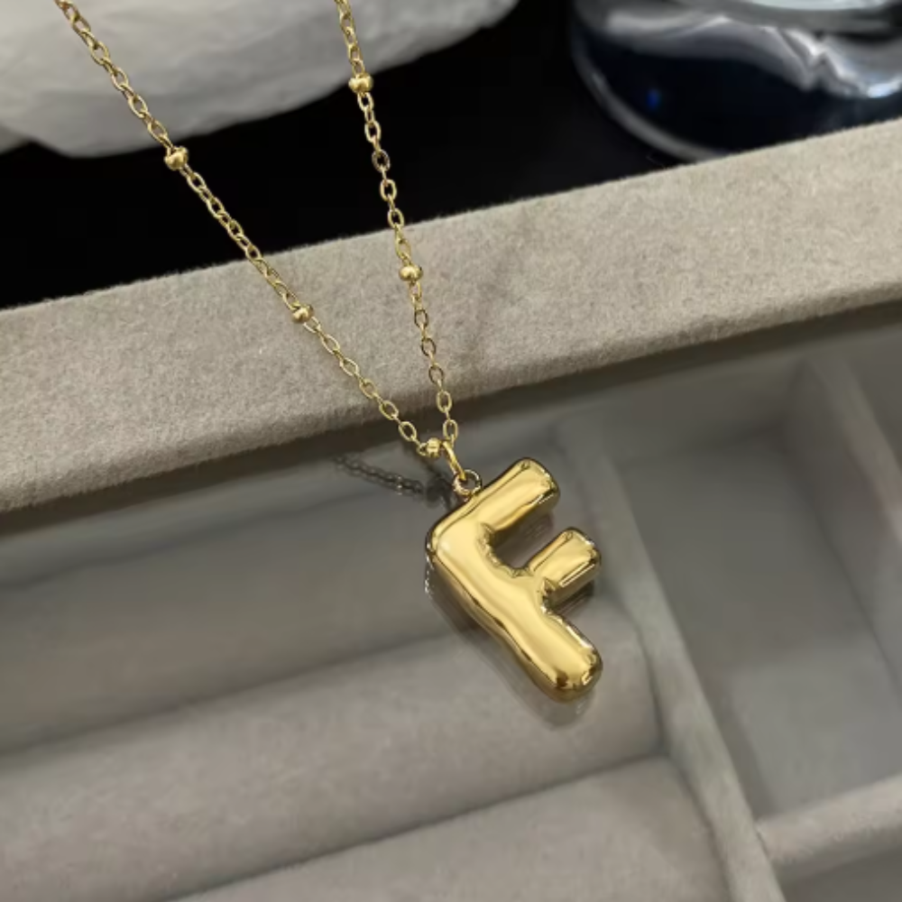 GOLD BUBBLE LETTER NECKLACE