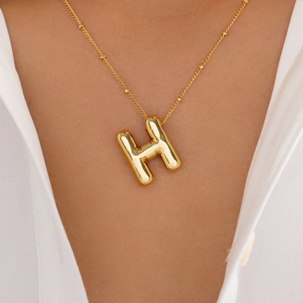 GOLD BUBBLE LETTER NECKLACE