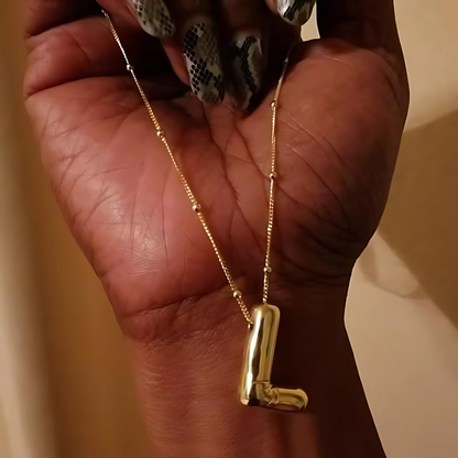 GOLD BUBBLE LETTER NECKLACE