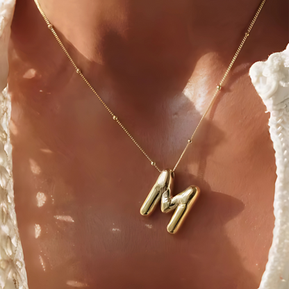 GOLD BUBBLE LETTER NECKLACE