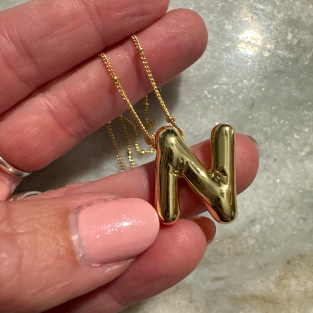 GOLD BUBBLE LETTER NECKLACE