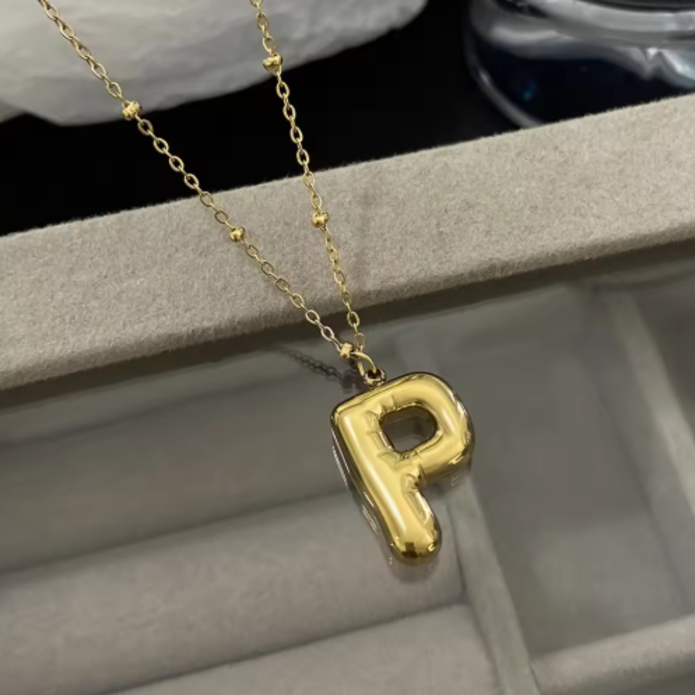 GOLD BUBBLE LETTER NECKLACE