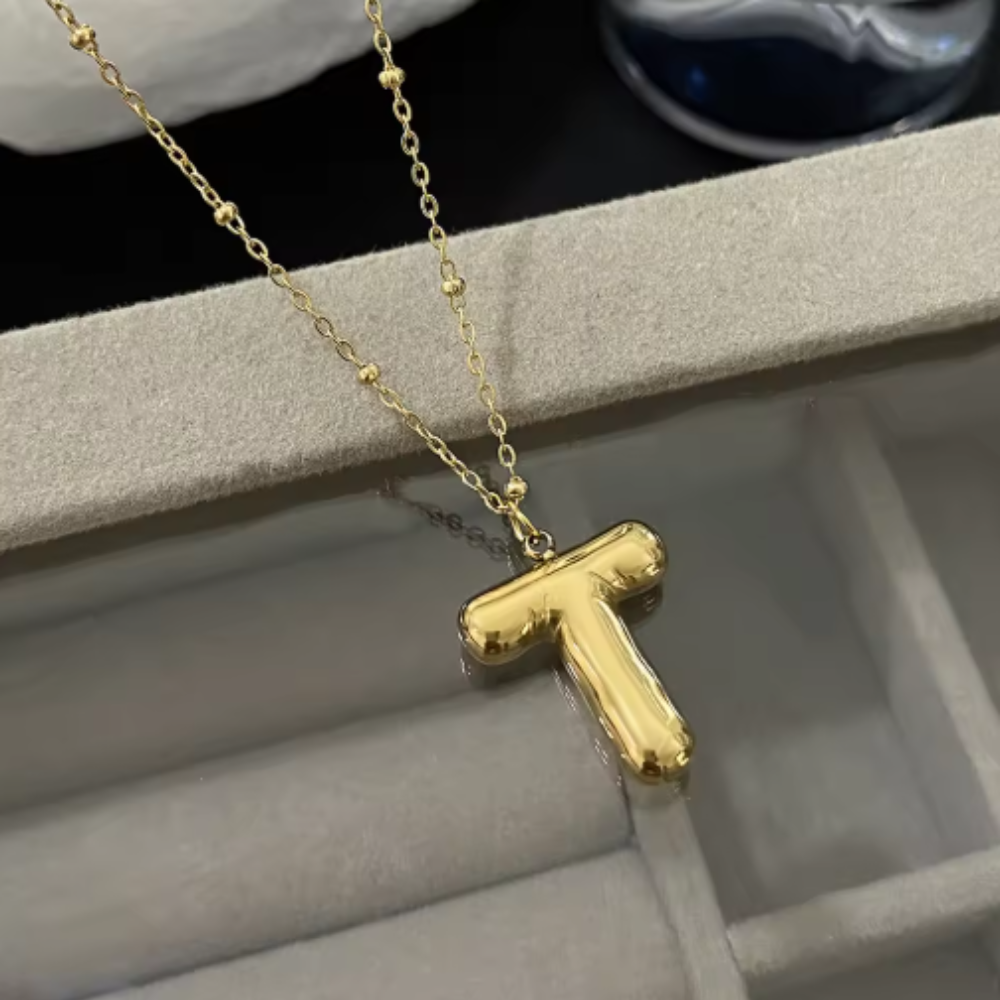 GOLD BUBBLE LETTER NECKLACE