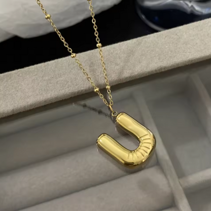 GOLD BUBBLE LETTER NECKLACE