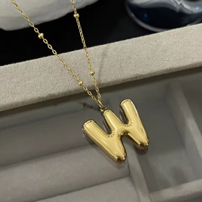 GOLD BUBBLE LETTER NECKLACE