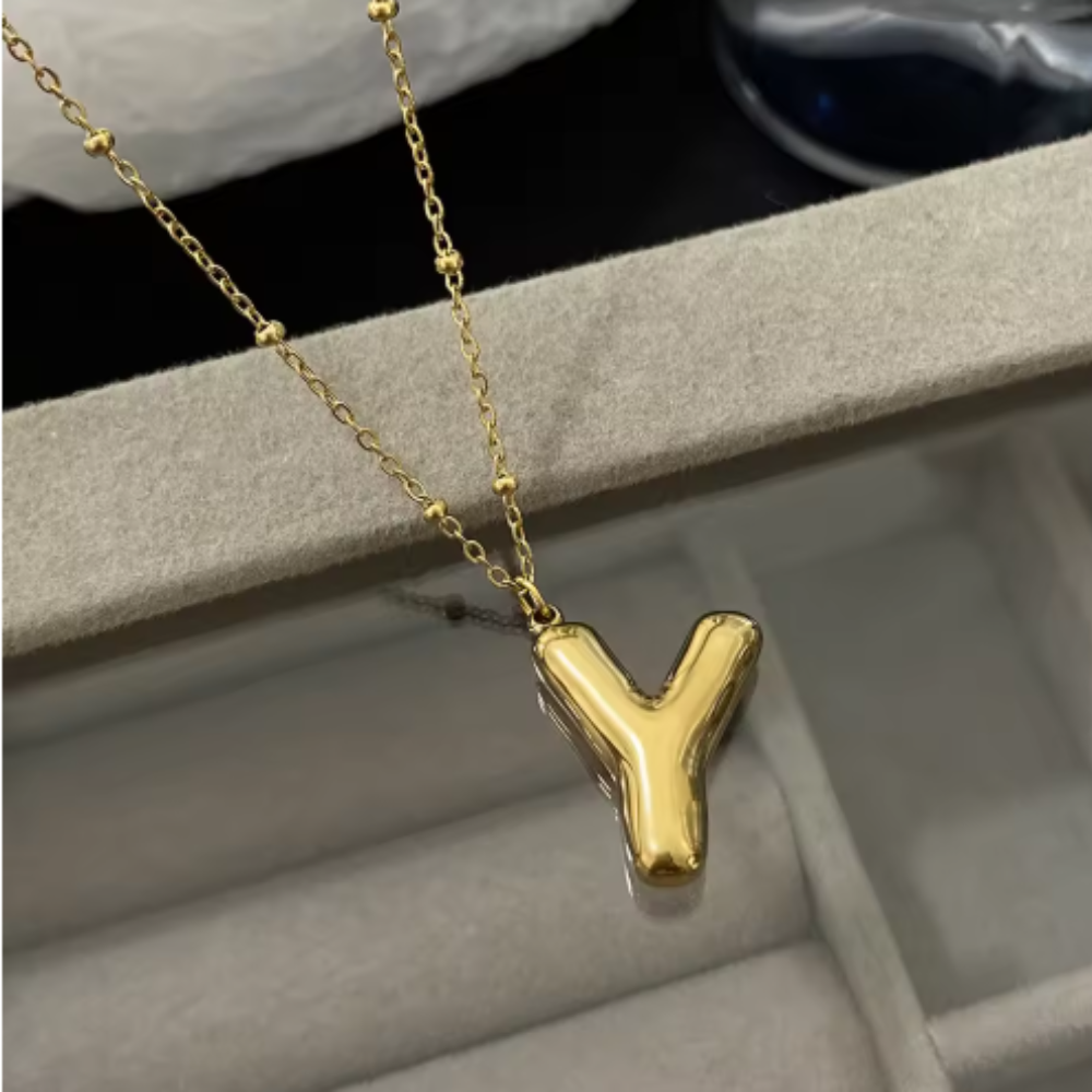 GOLD BUBBLE LETTER NECKLACE