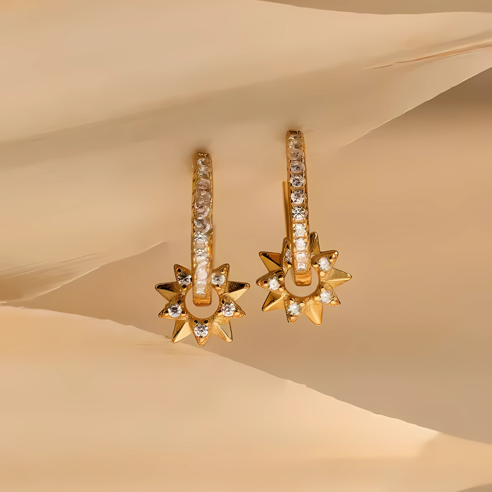 GOLDEN SUNBURST EARRINGS (PAIR)