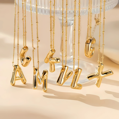 GOLD BUBBLE LETTER NECKLACE