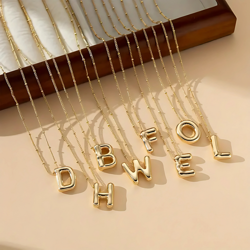 GOLD BUBBLE LETTER NECKLACE