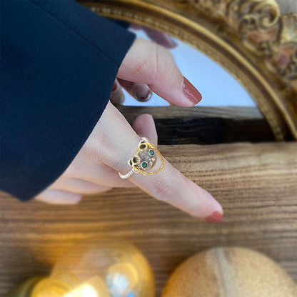 QUIRKY CAT GLASSES RING (ADJUSTABLE)