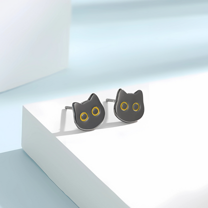 MIDNIGHT CAT STUDS (PAIR)