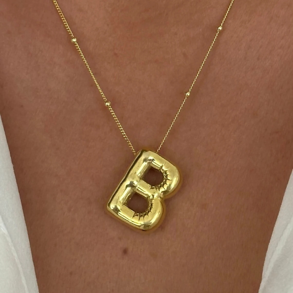 GOLD BUBBLE LETTER NECKLACE