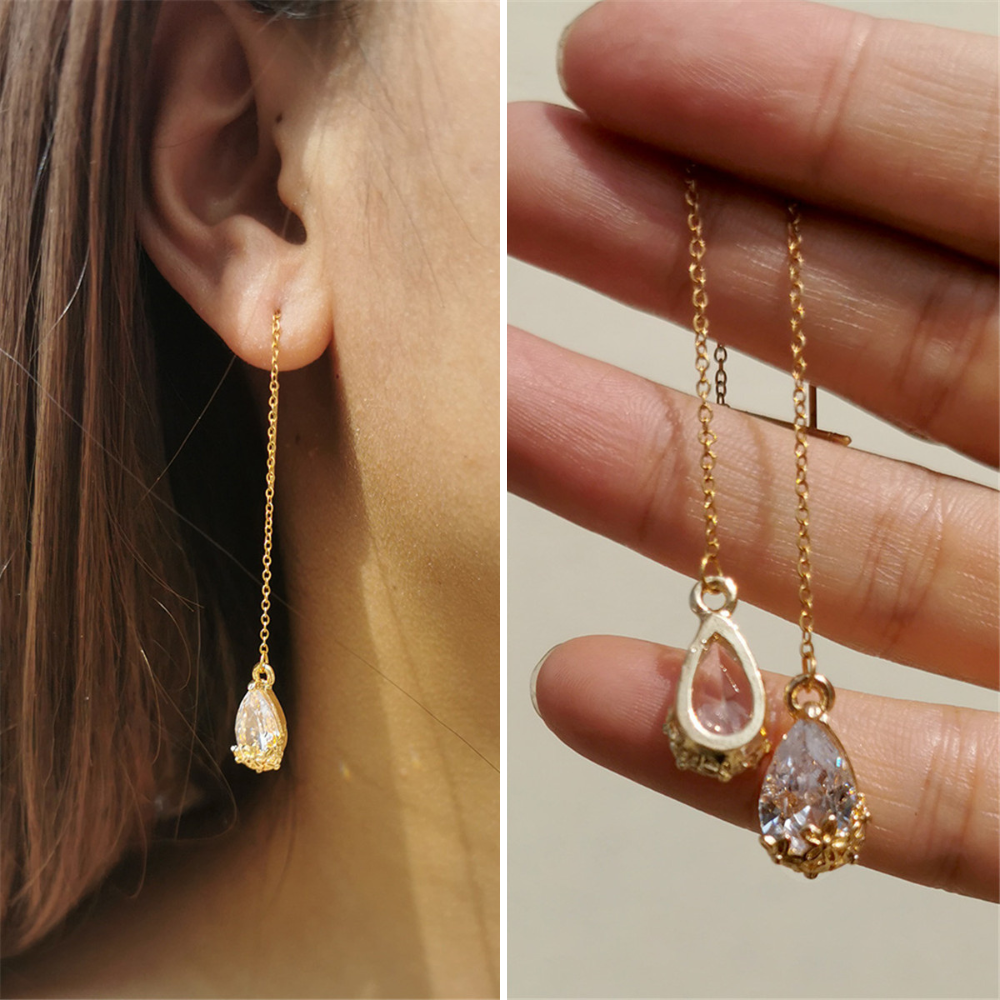 GOLDEN TEARDROP THREADERS (PAIR)