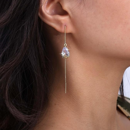 GOLDEN TEARDROP THREADERS (PAIR)