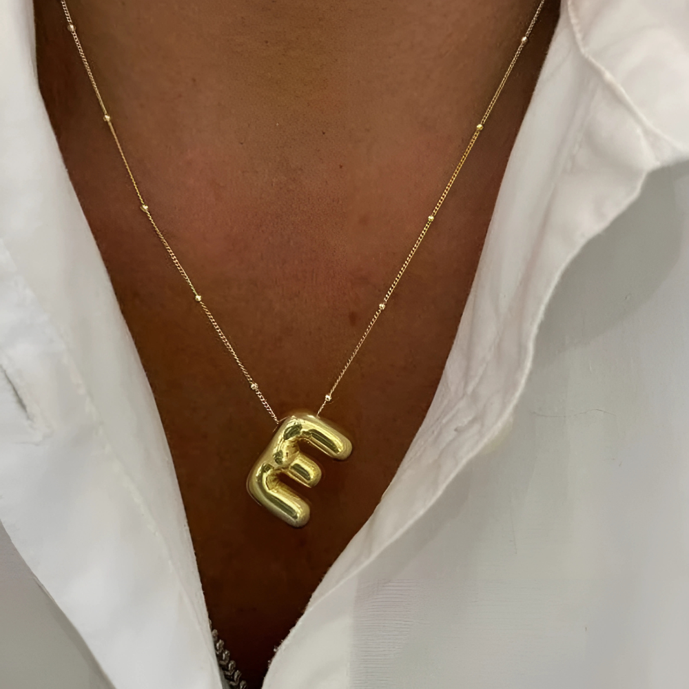GOLD BUBBLE LETTER NECKLACE